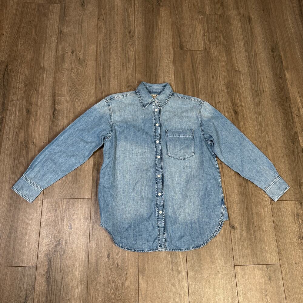 Madewell Denim Oversized Button-Up Shirt WMNS S Marnie Wash Long Sleeve Collared - Picture 4 of 9